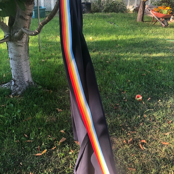 Stunning Madison Marcus Navy blue with Rainbow Tape Side Split Pants Size M - Picture 2 of 8